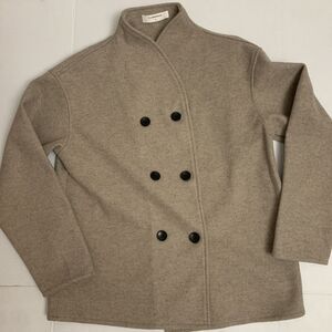 Commense Coat Womens Large Beige Double Breasted Pea Coat Unlined Soft Jacket